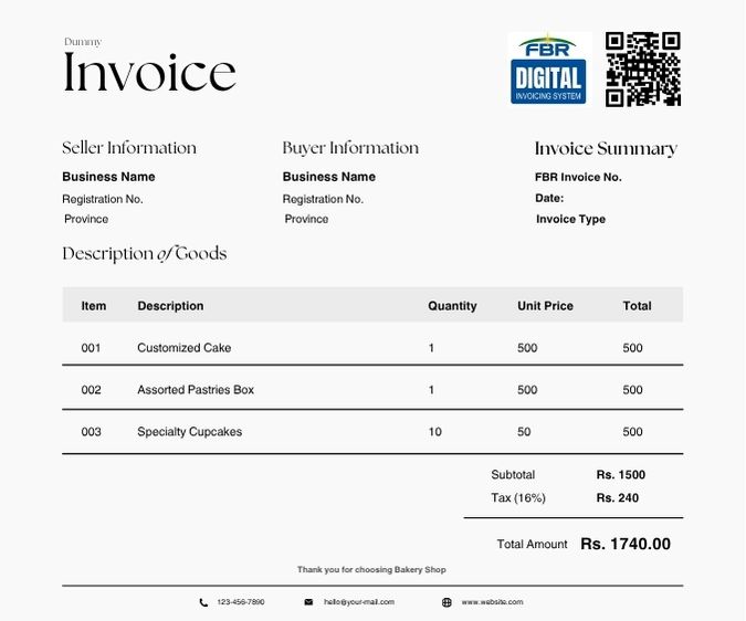 fbr digital invoice format